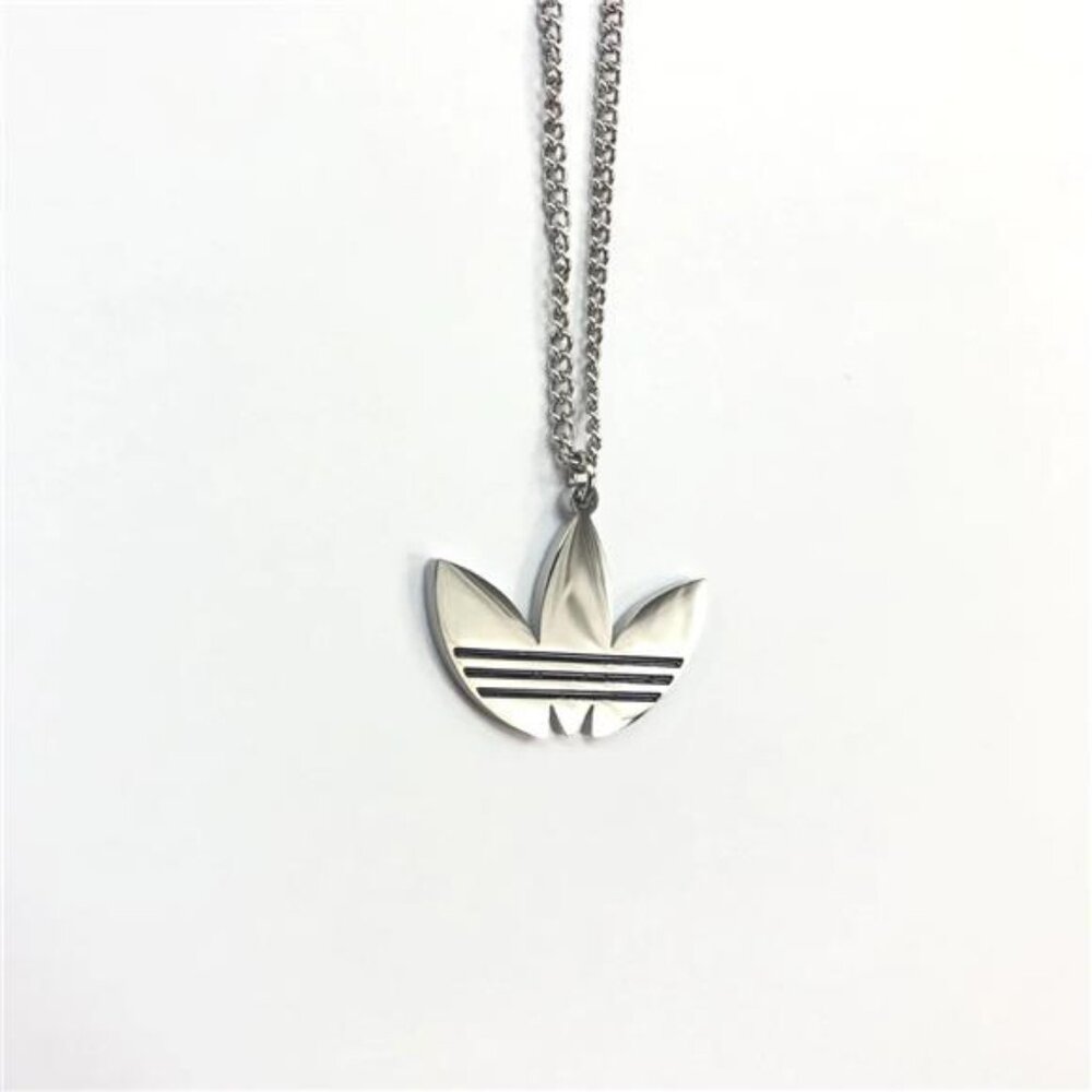 NEW ADIDAS INSPIRED‎ LOGO SILVER PLATED METAL NECKLACE 24" WITH ADJUSTER